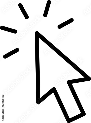 Line icon as arrow of clicking pointer cursor of сomputer mouse