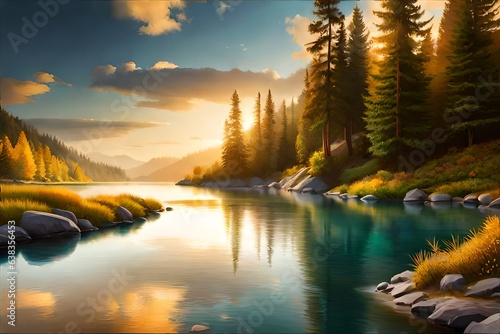 a realistic landscape painting in the style of [famous artist]