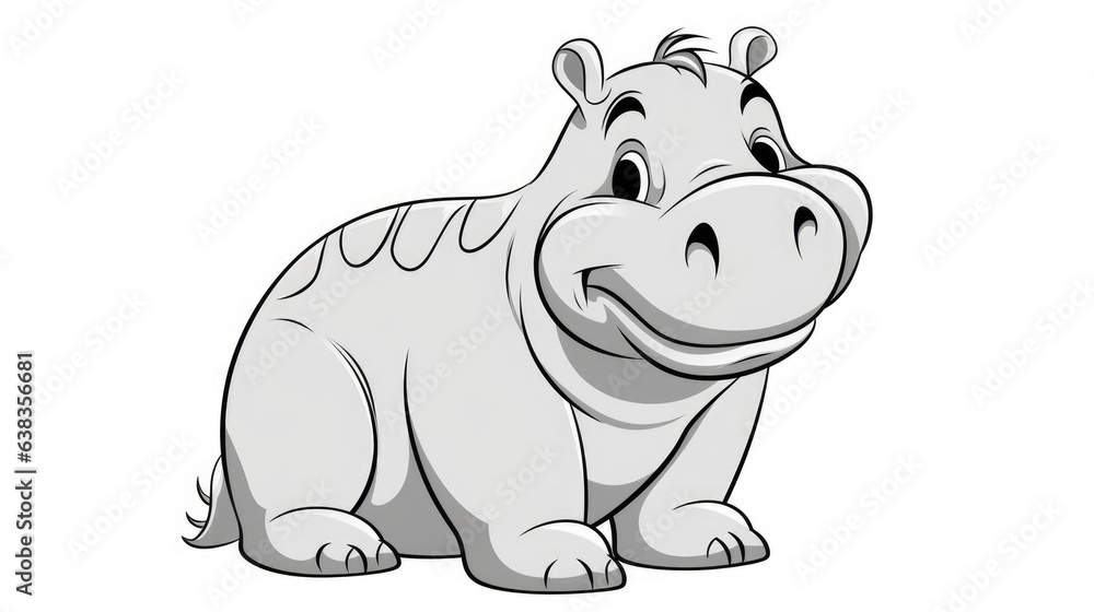 Naklejka premium Simple coloring pages for children, hippo
