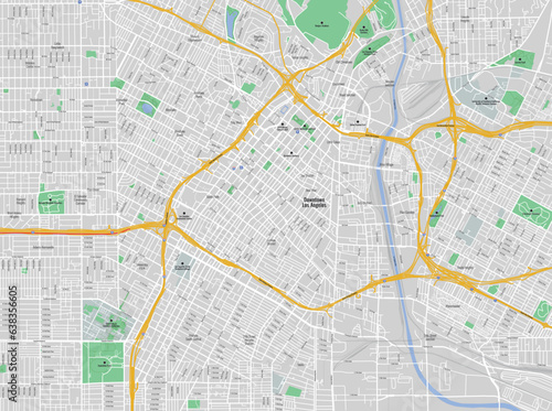 Downtown Los Angeles Vector Map - Full Editable with Strokes