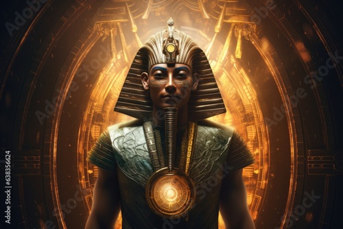 Portrait of an egyptian pharaoh in royal attire. Pharoah Mask photo
