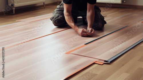 Process of laying laminate panels on floor