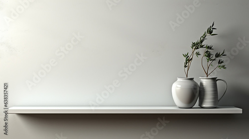 White empty shelf on a light gray wall © Classy designs