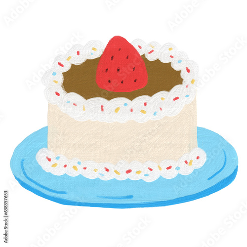 birthday cake hand drawn illustration in oil painting style