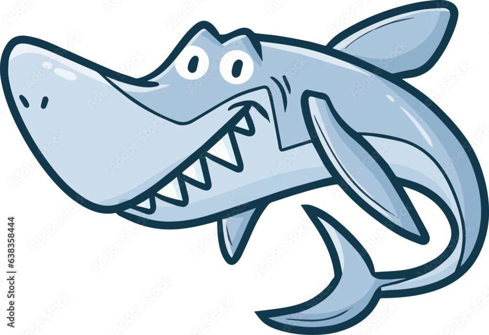 Funny shark with big teeth cartoon illustration Stock Vector | Adobe Stock