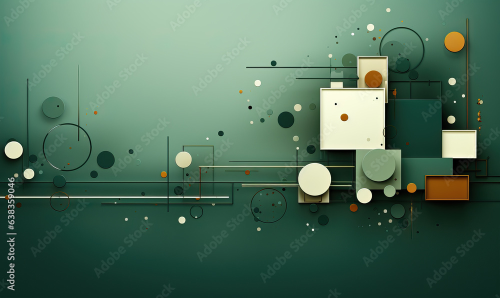 Naklejka premium Various flat geometric shapes on a green background.