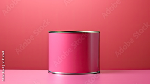 a can isolated on a pink background. template for designers with copy space.