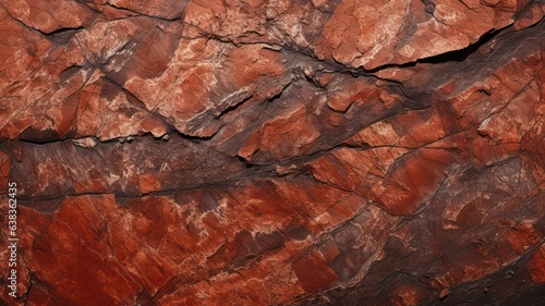 Dark red orange brown rock texture with cracks. Close-up. Rough mountain surface created with Generative AI