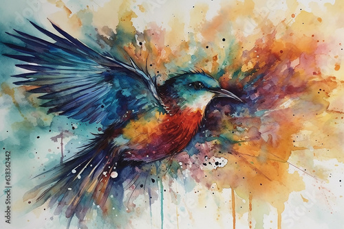- Hummingbird watercolor painting with flowers 5 generative ai