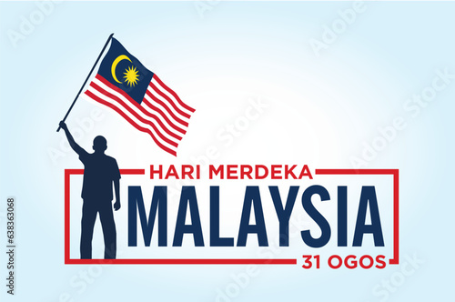 Hari Merdeka Malaysia. 31 Ogos (Translate:  Independence Day of Malaysia. August 31). Vector Illustration and Logo.