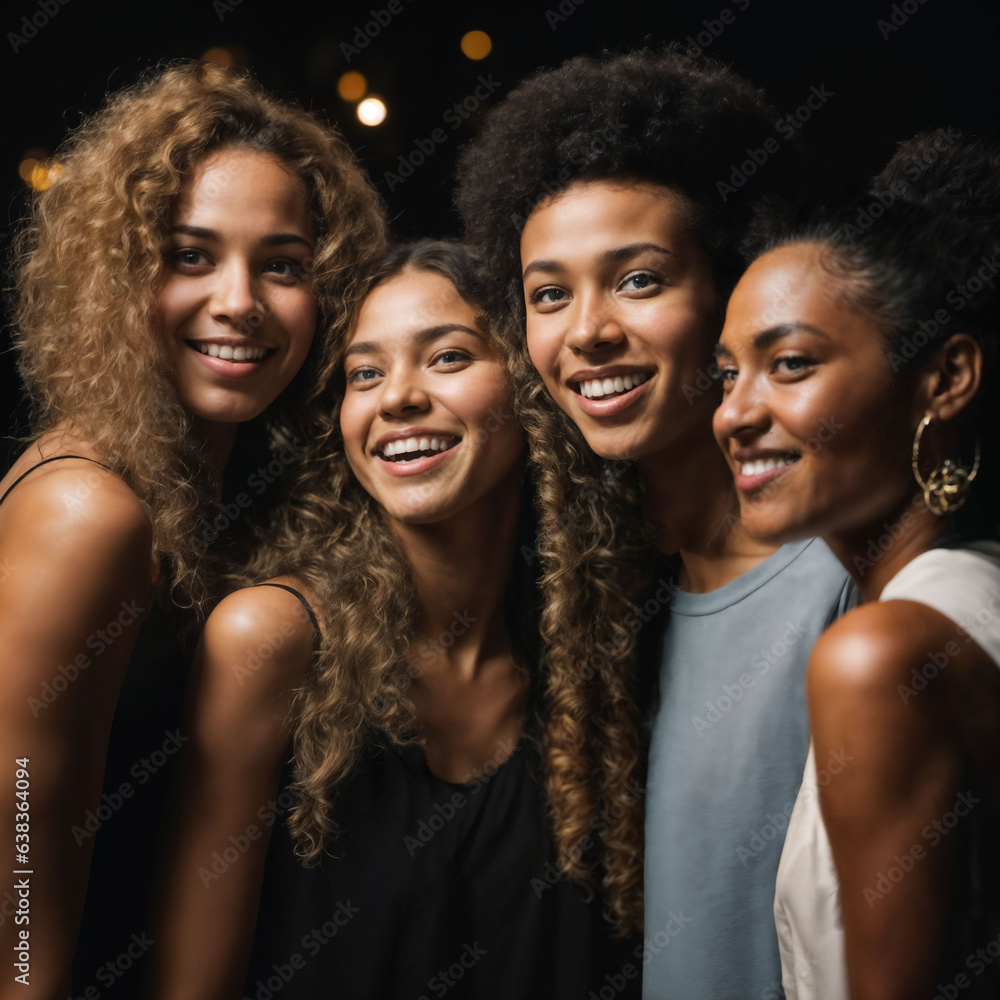 group of happy young teenage at the night party, generative AI group of happy young teenage at the night party, generative AI