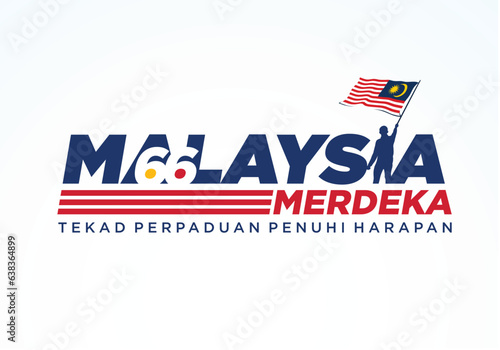 66 Malaysia Merdeka. 31 Ogos (Translate:  66 Independence of Malaysia. August 31). Vector Illustration and Logo.