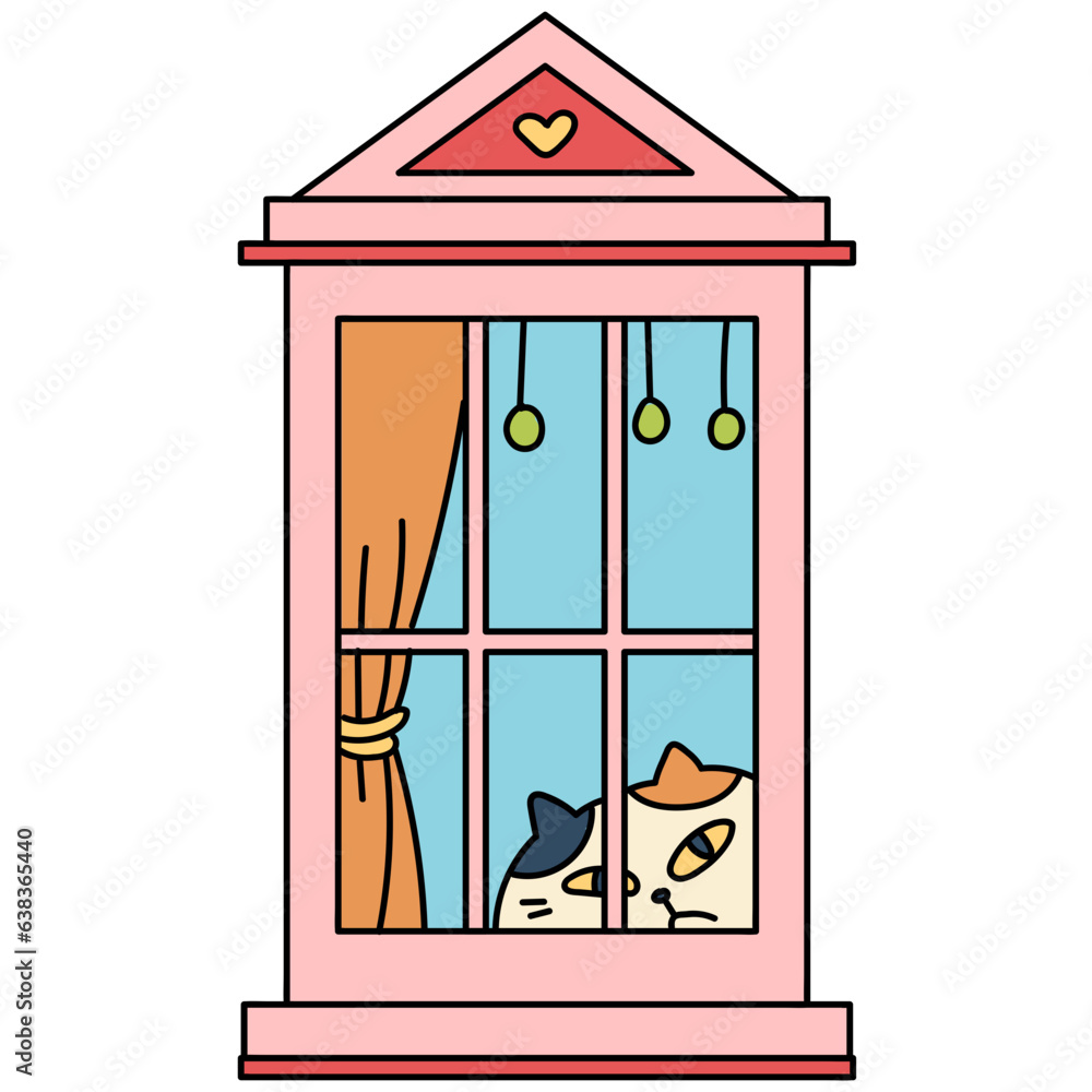 Window with cat cartoon illustration Window with cat cartoon illustration