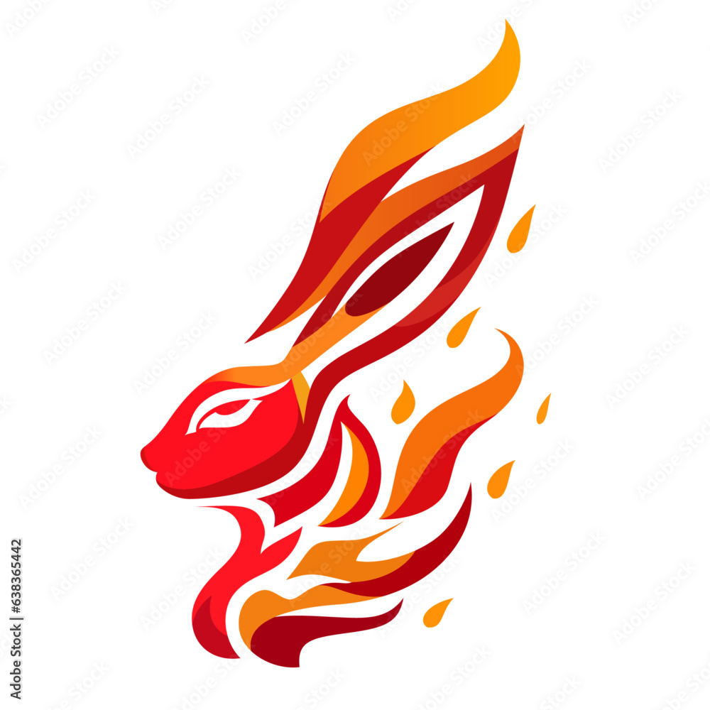 Fire Rabbit Logo Template Vector Illustration Rabbit In Fire Bunny fire-rabbit-logo-template-vector-illustration-rabbit-in-fire-bunny
