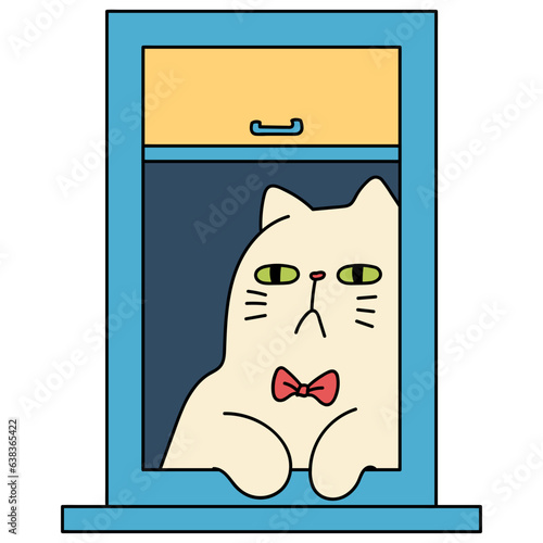 Window with cat cartoon illustration