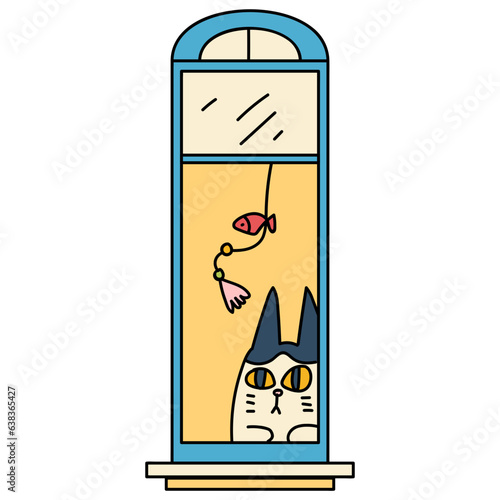 Window with cat cartoon illustration