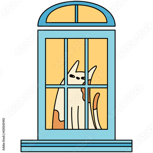 Window with cat cartoon illustration