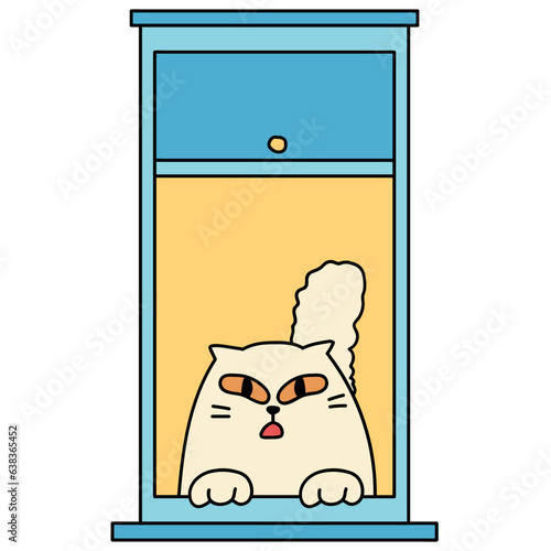 Window with cat cartoon illustration