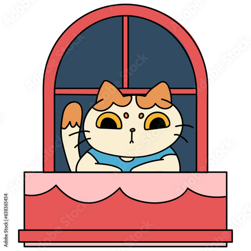 Window with cat cartoon illustration