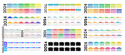 Calendar for 2024 isolated on a white background