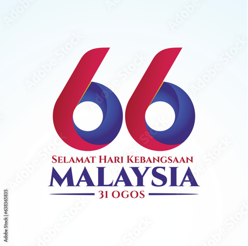 66 Selamat Hari Kebangsaan Malaysia (Translation: Happy Malaysia National Day). Independence Day of Malaysia. 1957 - 2023. Vector Illustration.