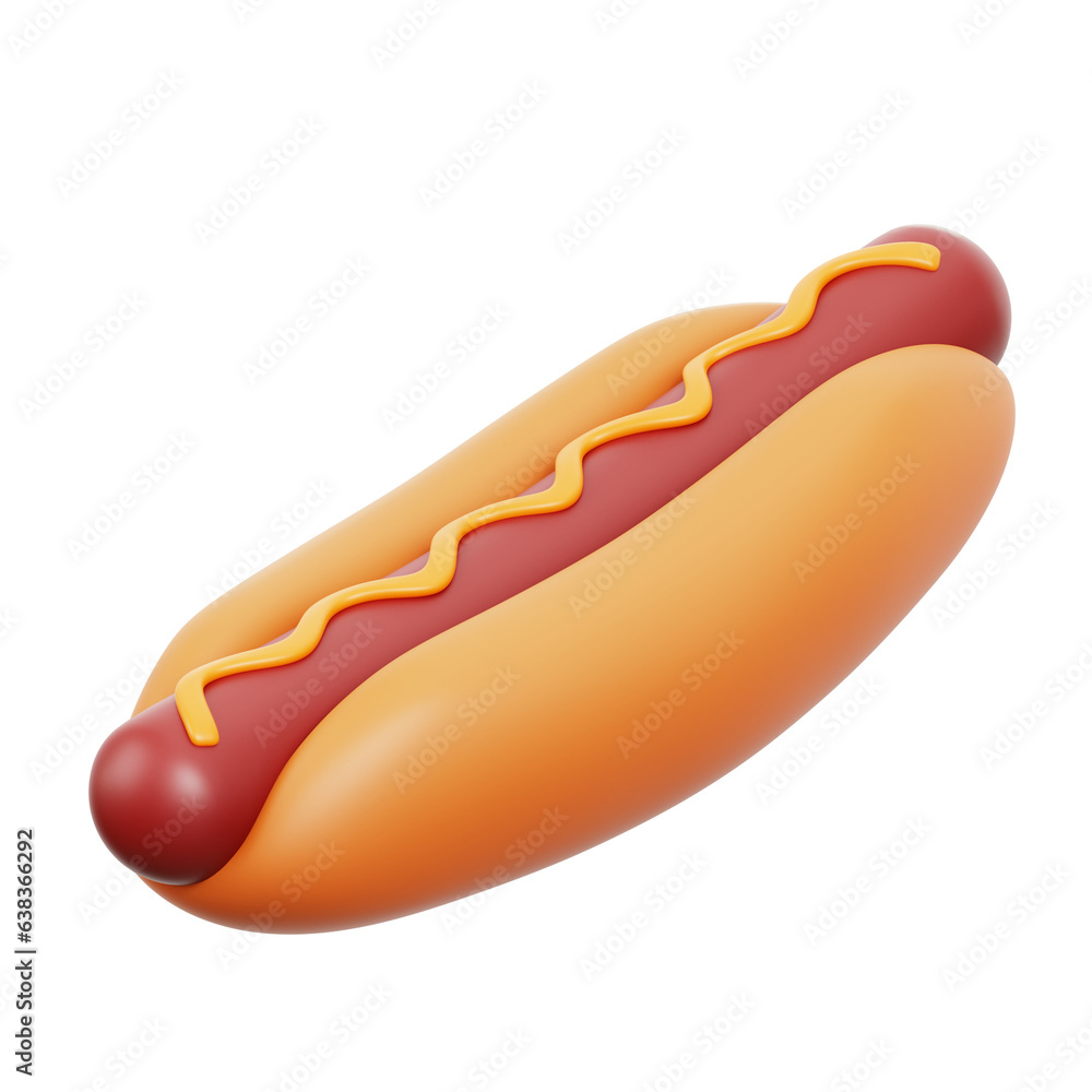 Hot Dog 3D icon Isolate Transparent Background, 3D Rendering illustration
