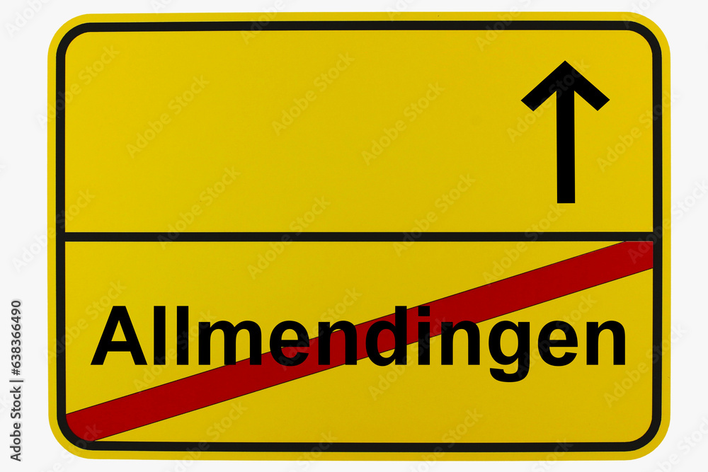Fototapeta premium Illustration eines Ortsausgangsschildes von Allmendingen in Baden-Württemberg 