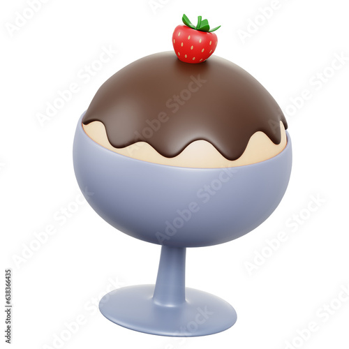 Ice Cream 3D icon Isolate Transparent Background, 3D Rendering illustration