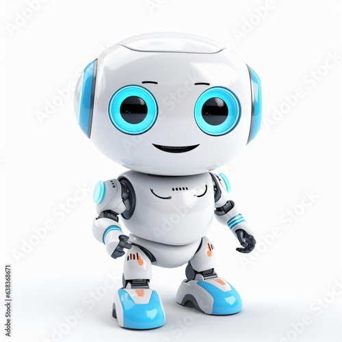 Small robot chatbot talking on white background © Ghazanfar