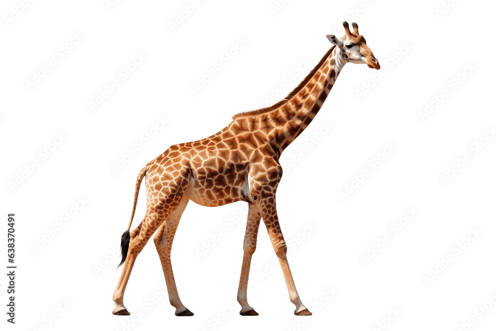 Giraffe Full Body Isolated on Transparent Background - Generative AI