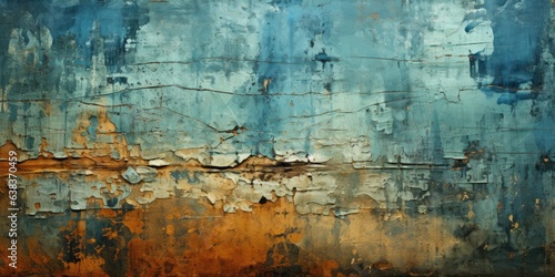 Grunge Background Captures Earthy Shades - Immersed in Tones of Blue, Green, Gray, and Glimpses of Bronze - A Timeless Grunge Texture created with Generative AI Technology