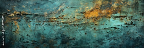 Grunge Background Captures Earthy Shades - Immersed in Tones of Blue, Green, Gray, and Glimpses of Bronze - A Timeless Grunge Texture created with Generative AI Technology © Sentovark