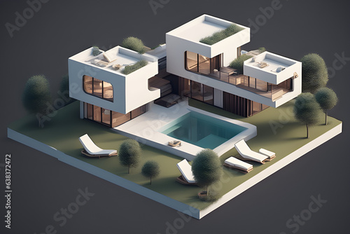 beautiful residential comlex with a pool created with generative Ai © MuhammadHaseeb
