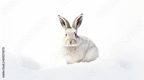 White hare photo realistic illustration - Generative AI.
