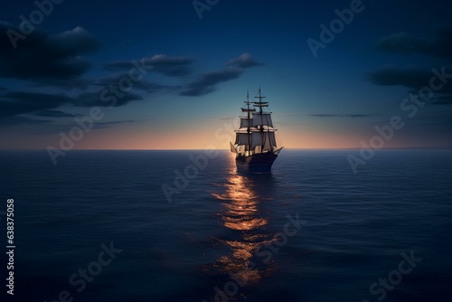 ship in the sea made by midjeorney