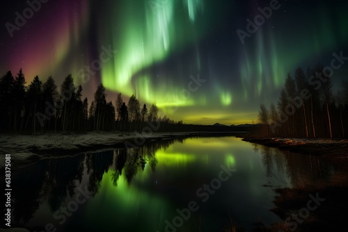 night scene with reflection made by midjeorney