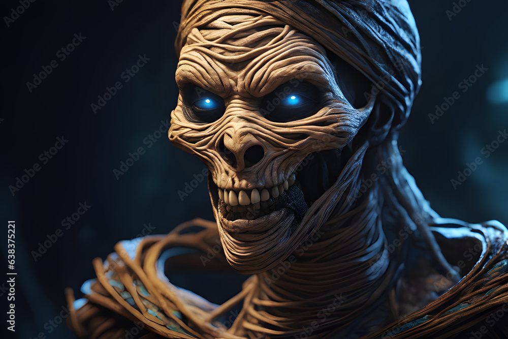 Portrait of a scary mummy. Generative Ai