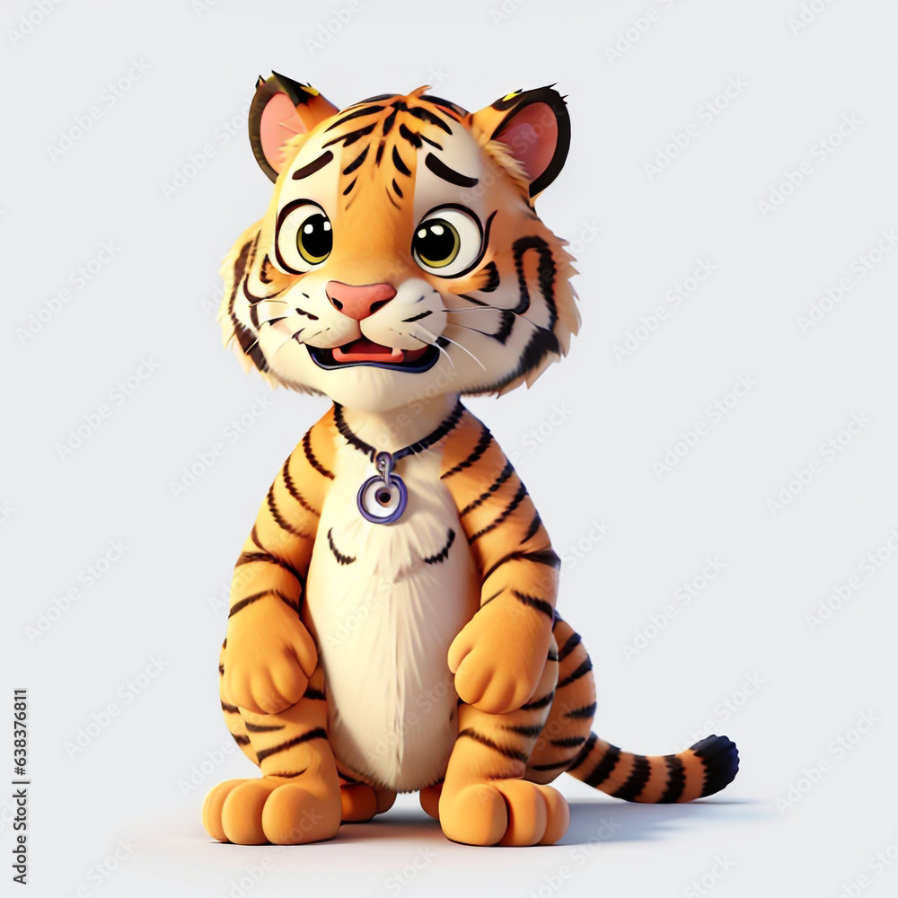 Cute Tiger Characters 3D Rendering Cute Tiger Characters 3D Rendering