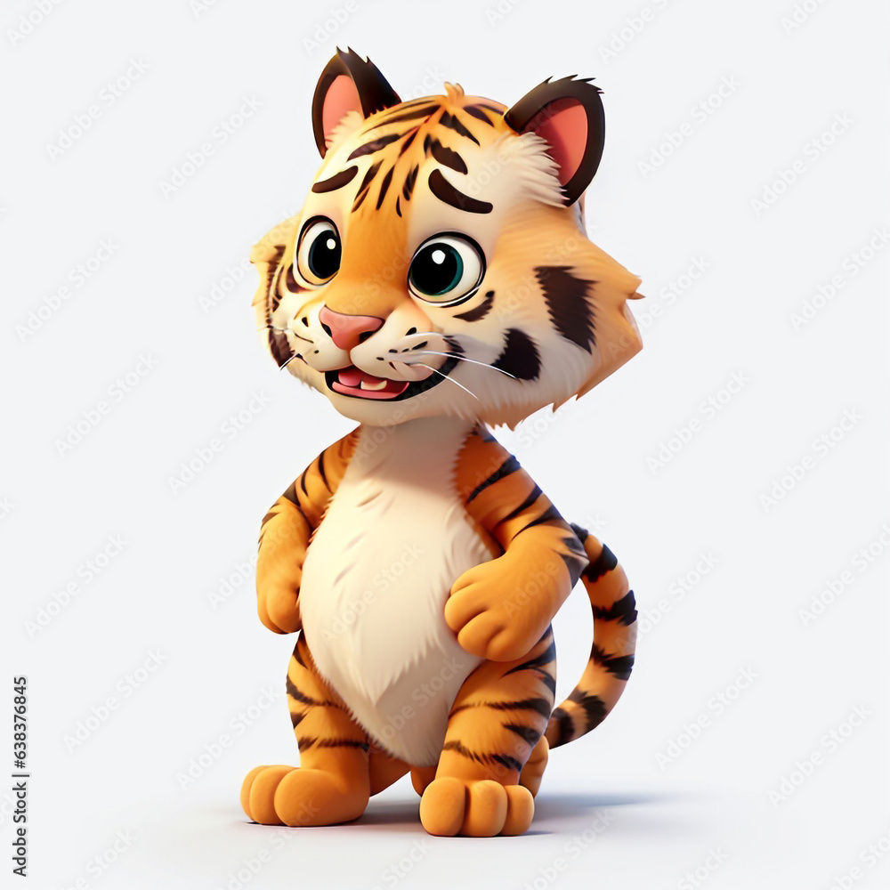 Cute Tiger Characters 3D Rendering Cute Tiger Characters 3D Rendering