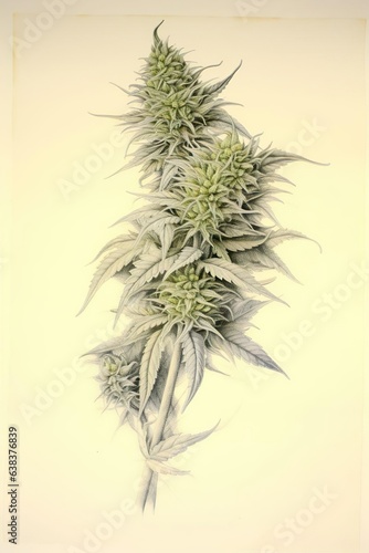 Cannabis Buds and Cannabis Plant Drawing, Illustration, Marijuanna Drawing, PNG