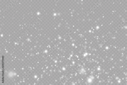 Realistic falling snow.Christmas background.Isolated on transparent background.