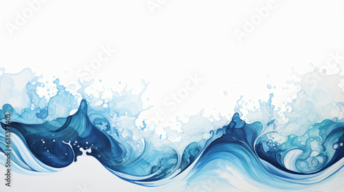 Wave with bubbles and depth on a white background
