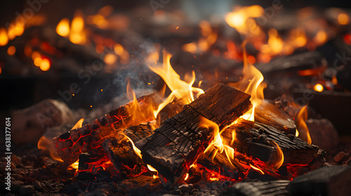 Burning coals from a fire abstract background © Oleksandr