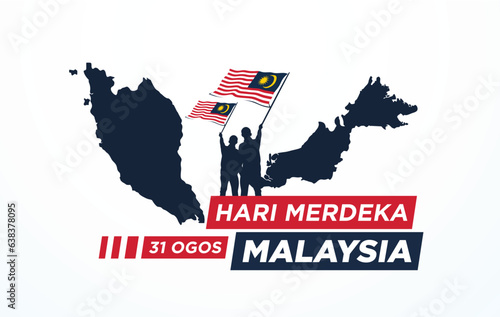 Hari Merdeka Malaysia. 31 Ogos (Translate:  Independence Day of Malaysia. August 31). Vector Illustration and Logo.