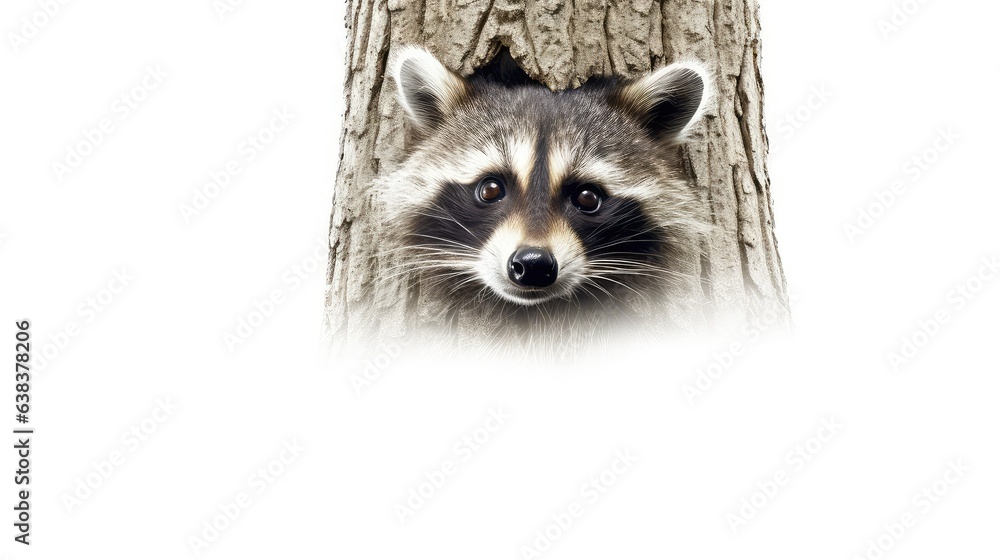 Obraz premium Curious racoon photo realistic illustration - Generative AI.