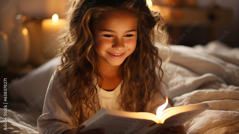 Cute child girl reading bible book. Cute child girl reading bible book.