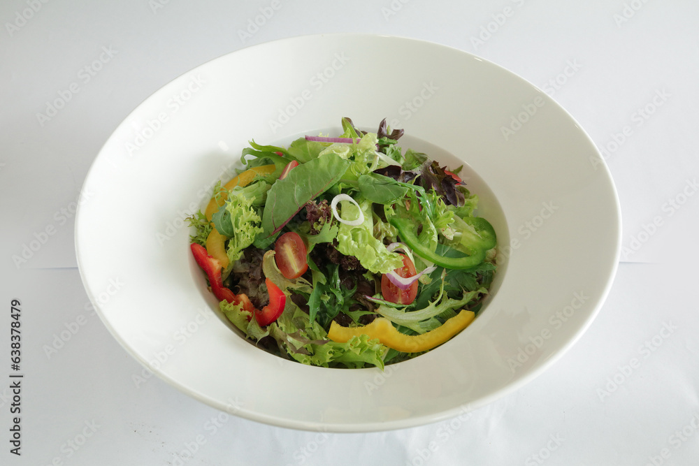 chef seasonal green pepper vegetables with salad dressing sauce appetiser in bowl on white background appetiser Christmas festival party halal food hotel cuisine restaurant menu chef seasonal green pepper vegetables with salad dressing sauce appetiser in bowl on white background appetiser Christmas festival party halal food hotel cuisine restaurant menu