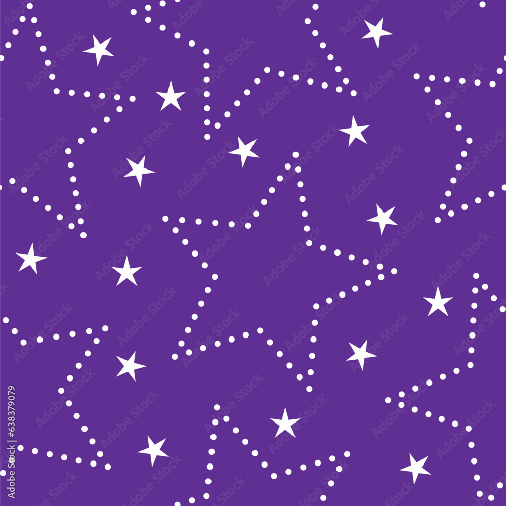 Obraz premium Starry night sky seamless pattern. Vector seamless pattern with night sky and stars element.
