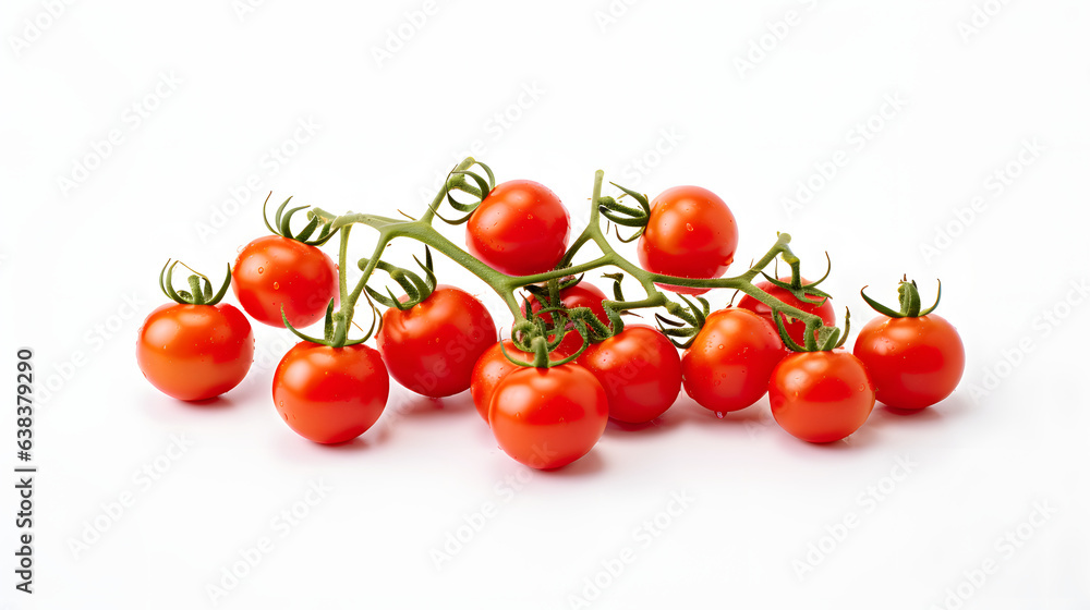 Cherry tomatoes on white background