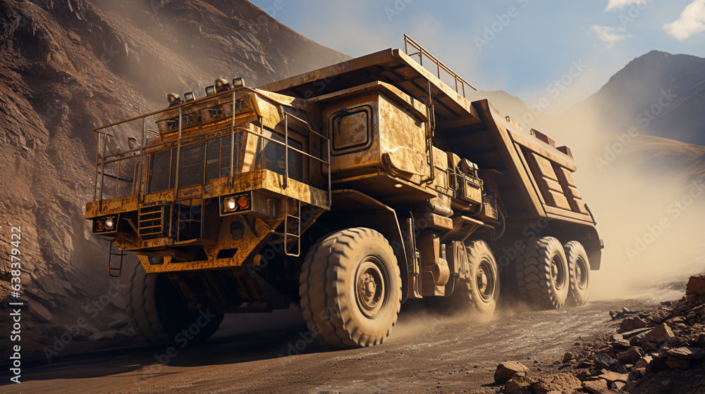 Obraz premium Huge large dump truck at the construction site.